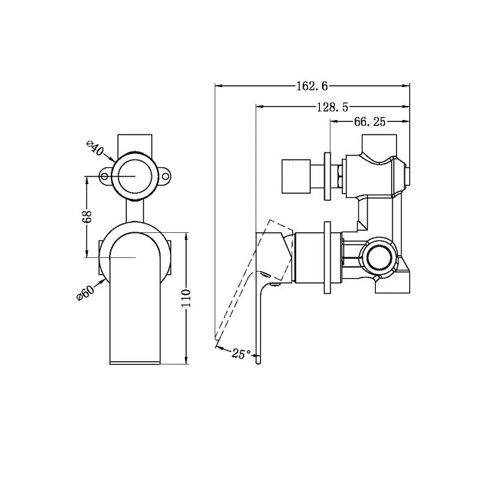 Nero Bianca Shower Mixer With Divertor Separate Back Plate