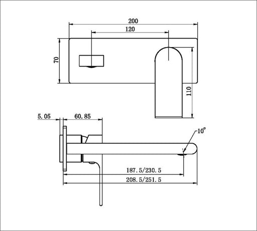 Nero Bianca Wall Basin/Bath Mixer Trim Kits