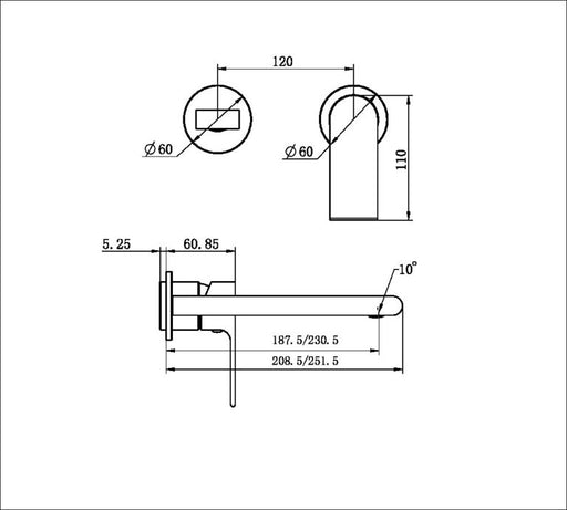 Nero Bianca Wall Basin/bath Mixer Separate Back Plate Trim Kits