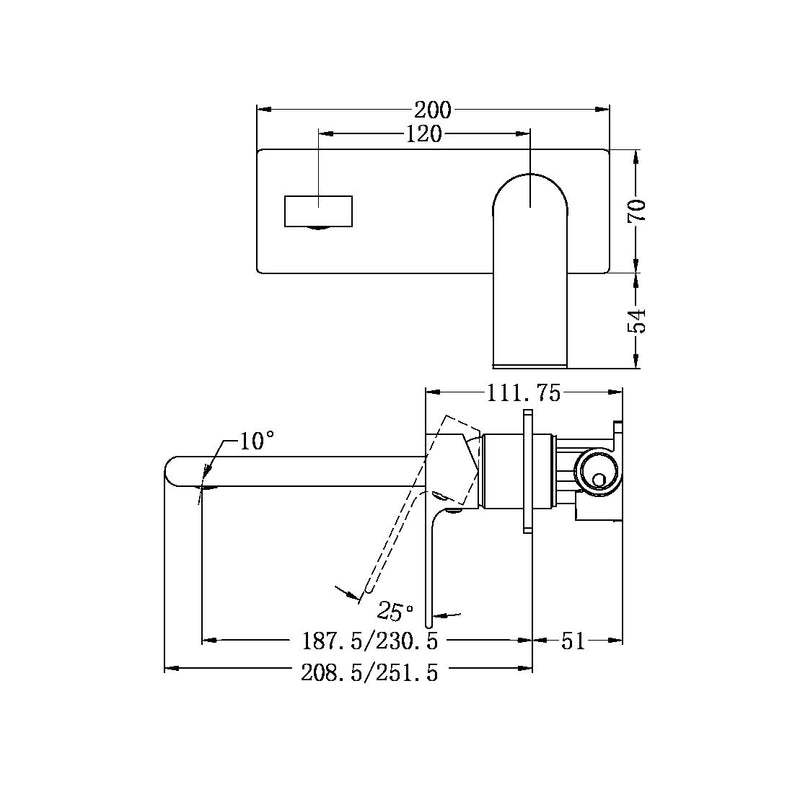 Nero Bianca Wall Basin/Bath Mixer