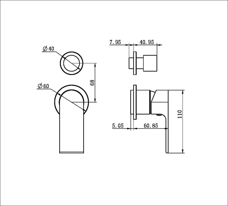 Nero Bianca Shower Mixer with Divertor Separate Back Plate Trim Kits