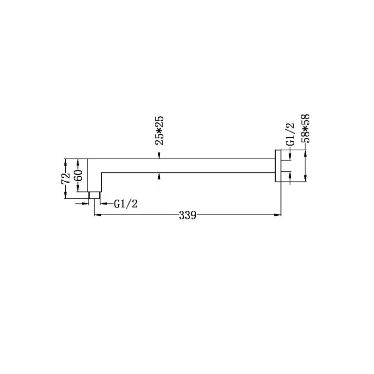 Nero Square Shower Arm