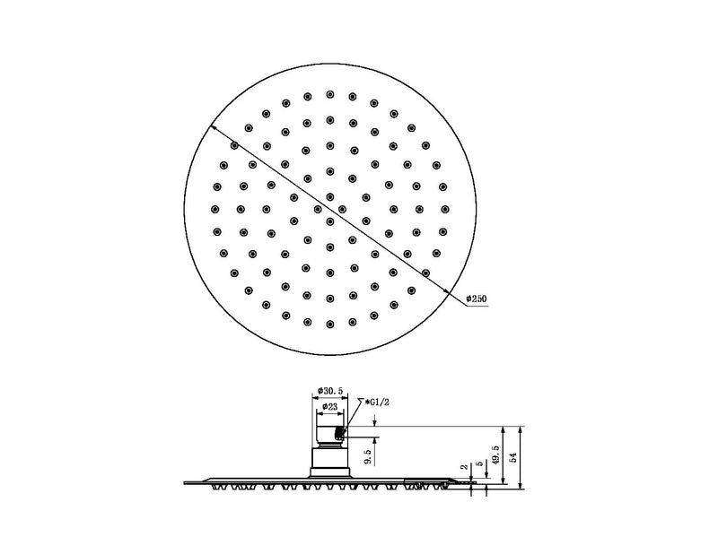 Nero 250mm Round Stainless Steel Shower Head 4 Star Rating