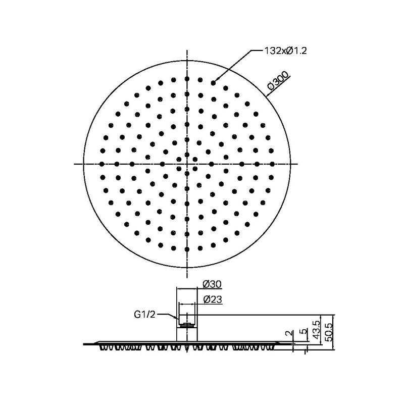 Nero Zen SS316L 300mm Round Shower Head
