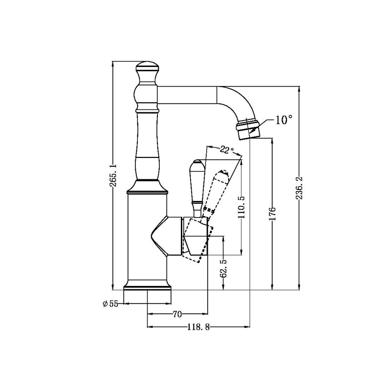 Nero York Basin Mixer with Metal Lever