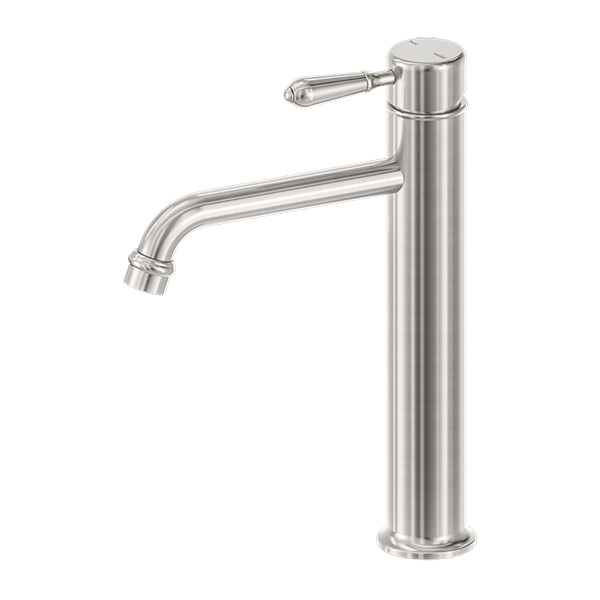Nero York Straight Tall Basin Mixer with White Porcelain Lever