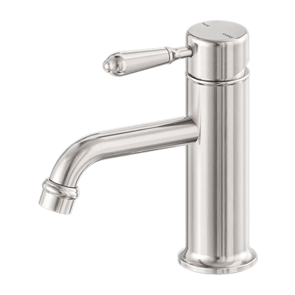 Nero York Straight Basin Mixer with White Porcelain Lever