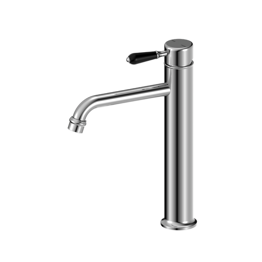 Nero York Straight Tall Basin Mixer with Black Porcelain Lever
