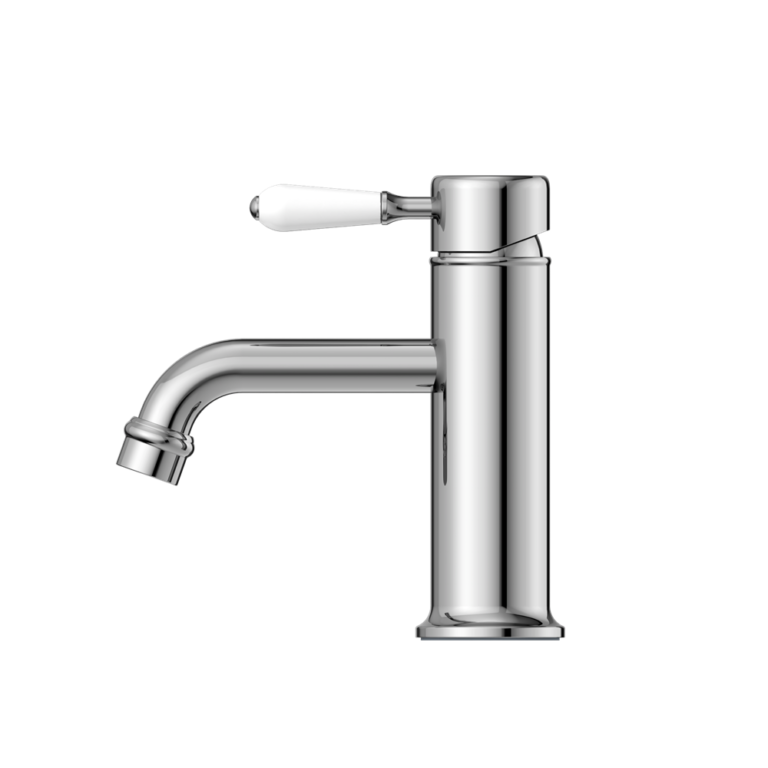 Nero York Straight Basin Mixer with White Porcelain Lever