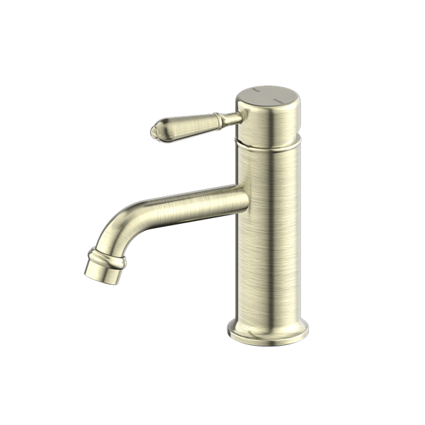 Nero York Straight Basin Mixer with White Porcelain Lever