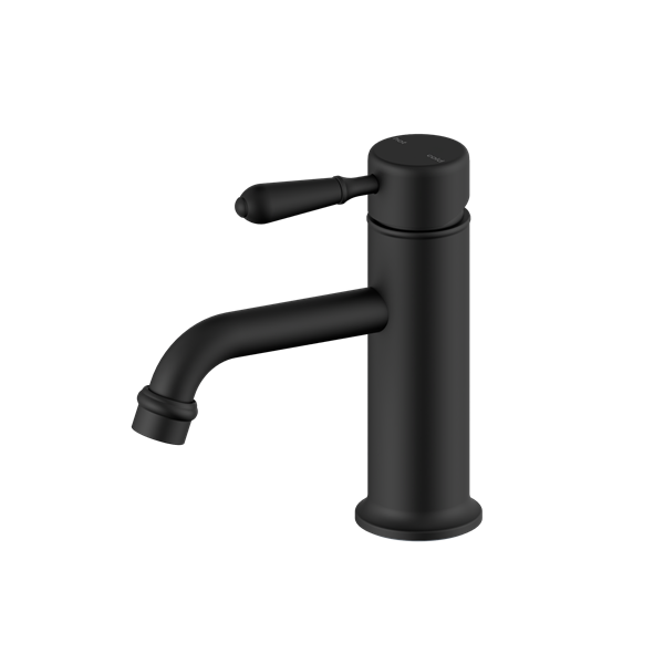 Nero York Straight Basin Mixer with White Porcelain Lever