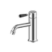 Nero York Straight Basin Mixer with Black Porcelain Lever Chrome