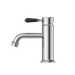 Nero York Straight Basin Mixer with Black Porcelain Lever Chrome