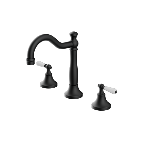 Nero York Basin Set with White Porcelain Lever