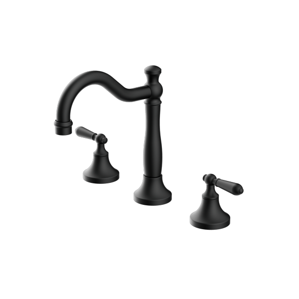 Nero York Basin Set with Metal Lever