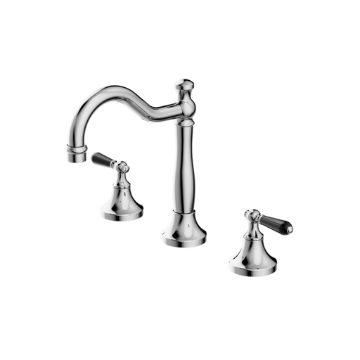 Nero York Basin Set with Black Porcelain Lever Chrome