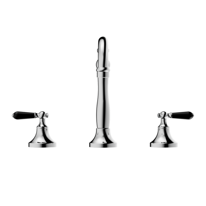 Nero York Basin Set with Black Porcelain Lever Chrome