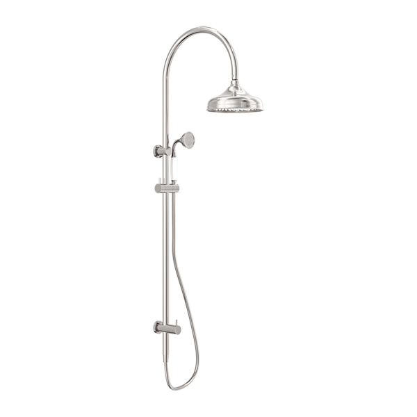 Nero York Twin Shower with White Porcelain Hand Shower