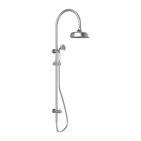 Nero York Twin Shower with White Porcelain Hand Shower