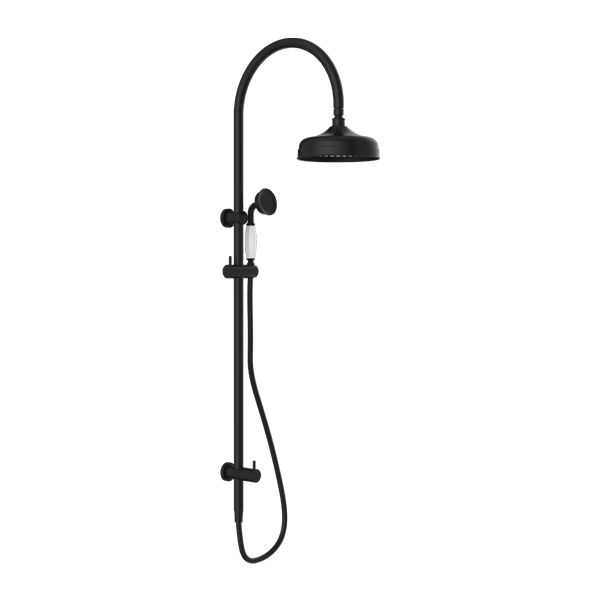 Nero York Twin Shower with White Porcelain Hand Shower