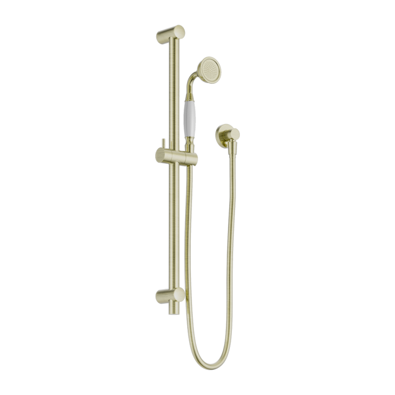 Nero York Shower Rail with White Porcelain Hand Shower