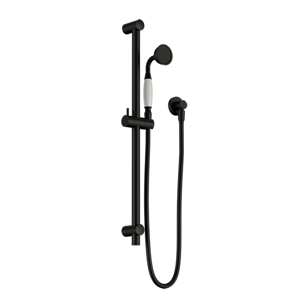 Nero York Shower Rail with White Porcelain Hand Shower