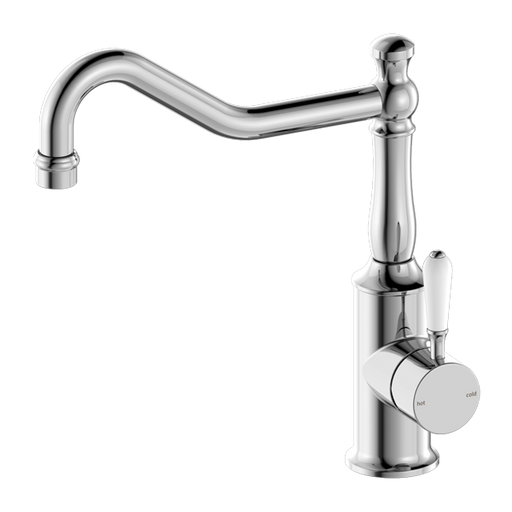 Nero York Kitchen Mixer Hook Spout with White Porcelain Lever