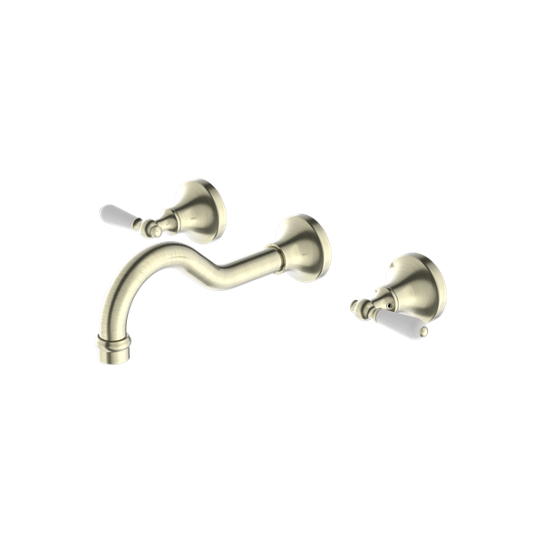 Nero York Wall Basin Set with White Porcelain Lever