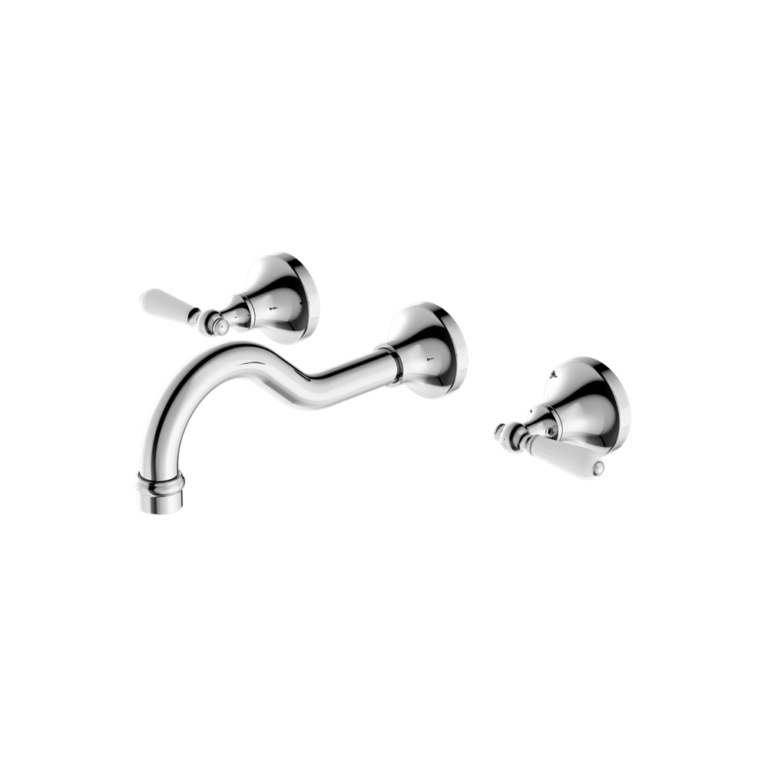 Nero York Wall Basin Set with White Porcelain Lever