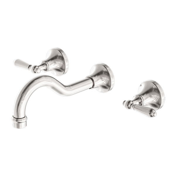 Nero York Wall Basin Set with Metal Lever