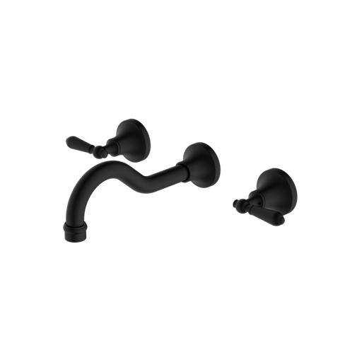 Nero York Wall Basin Set with Metal Lever