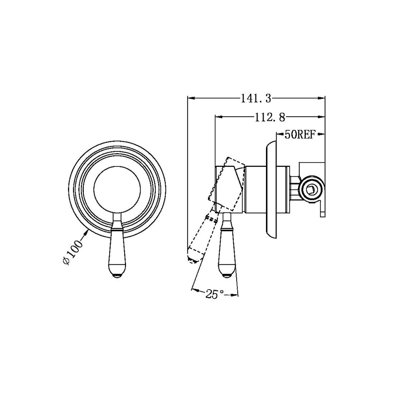 Nero York Shower Mixer with White Porcelain Lever