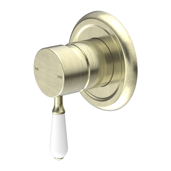 Nero York Shower Mixer with White Porcelain Lever