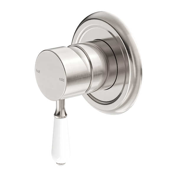 Nero York Shower Mixer with White Porcelain Lever
