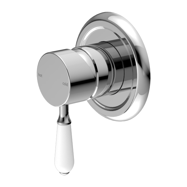 Nero York Shower Mixer with White Porcelain Lever