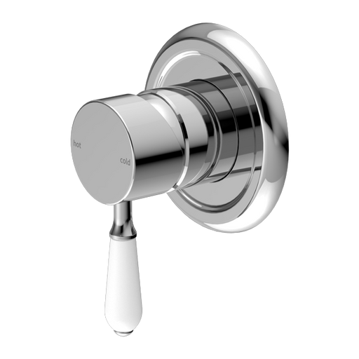 Nero York Shower Mixer with White Porcelain Lever