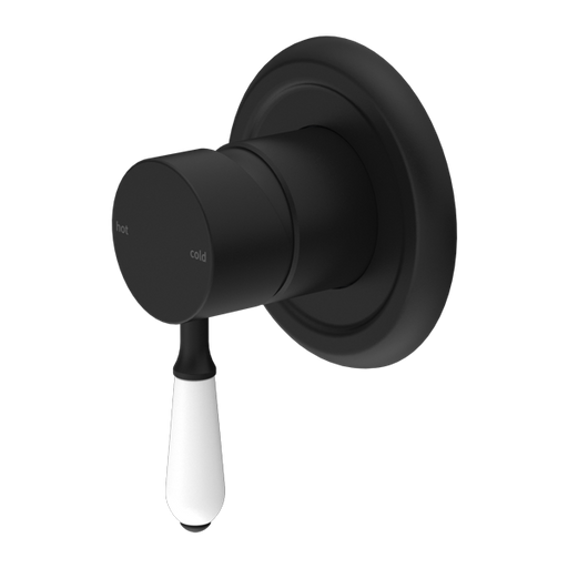 Nero York Shower Mixer with White Porcelain Lever