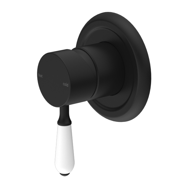 Nero York Shower Mixer with White Porcelain Lever