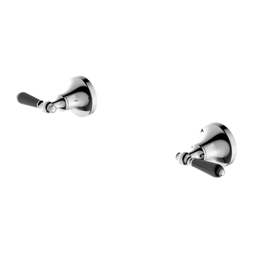 Nero York Wall Top Assemblies with Black Porcelain Lever Chrome