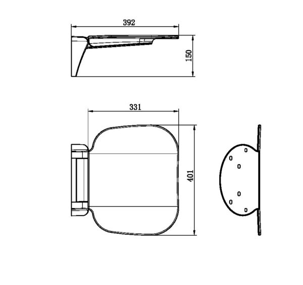 Nero Mecca Care Shower Seat 400x330mm