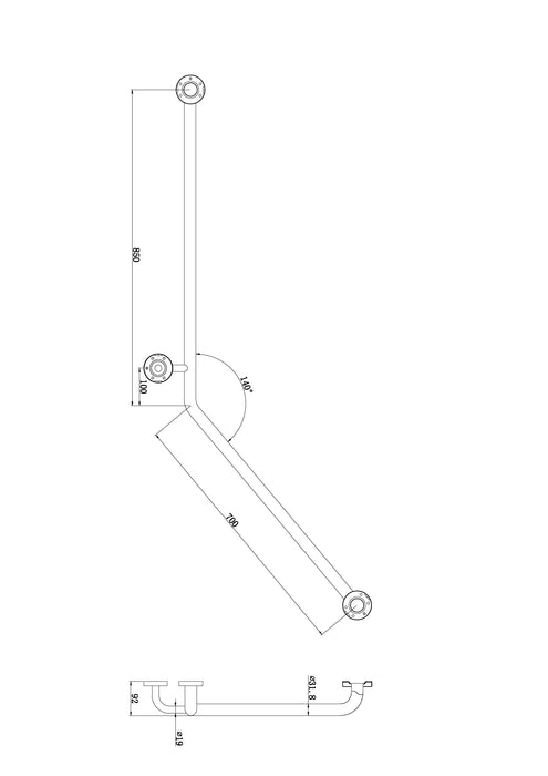 Nero Classic Care SS304 800X700 140 Degrees Left Hand (Concealed Fixing)