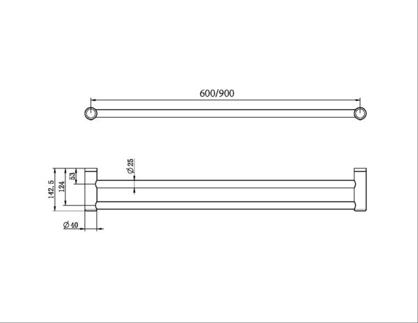 Nero Mecca Care 25mm Double Towel Grab Rail