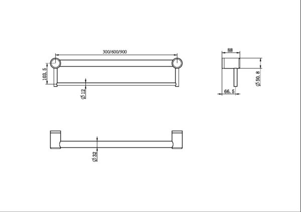 Nero Mecca Care 32mm Grab Rail with Towel Holder