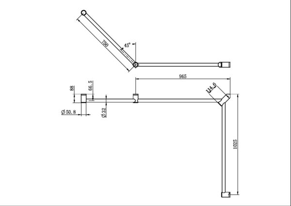 Nero Mecca Care 32mm DDA Accessible Toilet Grab Rail Set 45 Degree Continuous 750X965X1025mm