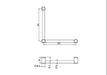 Nero Mecca Care 32mm Ambulant Toilet Grab Rail 90 Degree 450x450mm