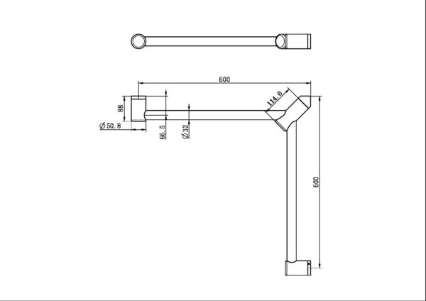 Nero Mecca Care 32mm Wrap Around Corner Grab Rail 600x600mm