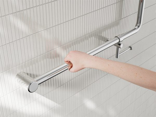 Nero Mecca Care 32mm 90 Degree NZ4121 Accessible Toilet Grab Rail 750X750mm With Toilet Roll Holder