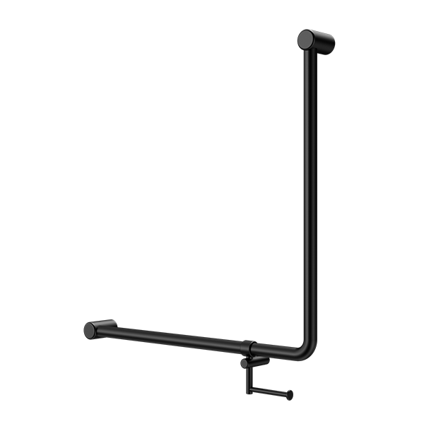 Nero Mecca Care 32mm 90 Degree NZ4121 Accessible Toilet Grab Rail 750X750mm With Toilet Roll Holder