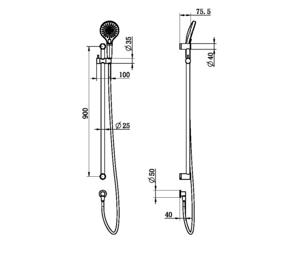 Nero Mecca Care 25mm Grab Rail and Adjustable Shower Rail Set