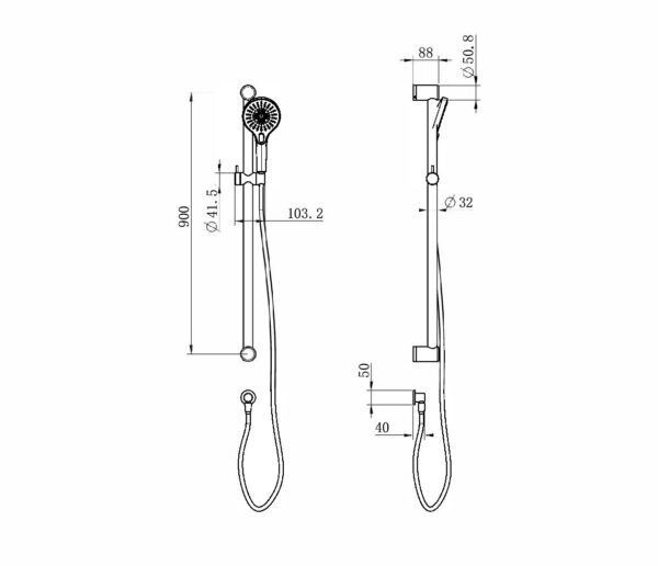 Nero Mecca Care 32mm Grab Rail and Adjustable Shower Rail Set